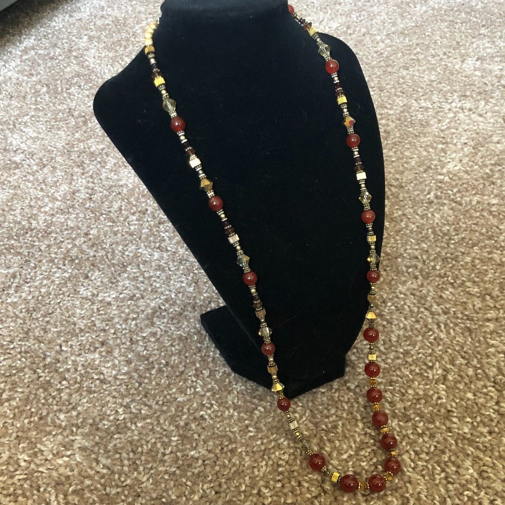 Brown and Gold Beaded Necklace